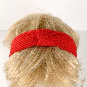 Red ribbed headband women's unbranded hair band red fabric with top knot detail